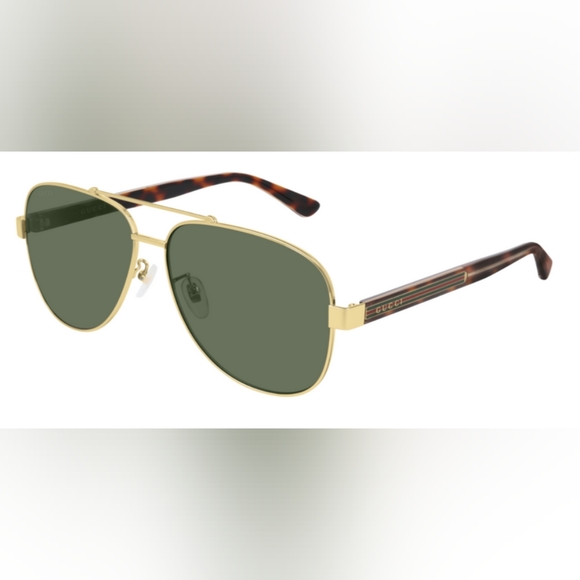 (SOLD) Gucci Unisex Aviator sunglasses GG0528S 63 GLD SHN GRN 889652236513 - Picture 3 of 11